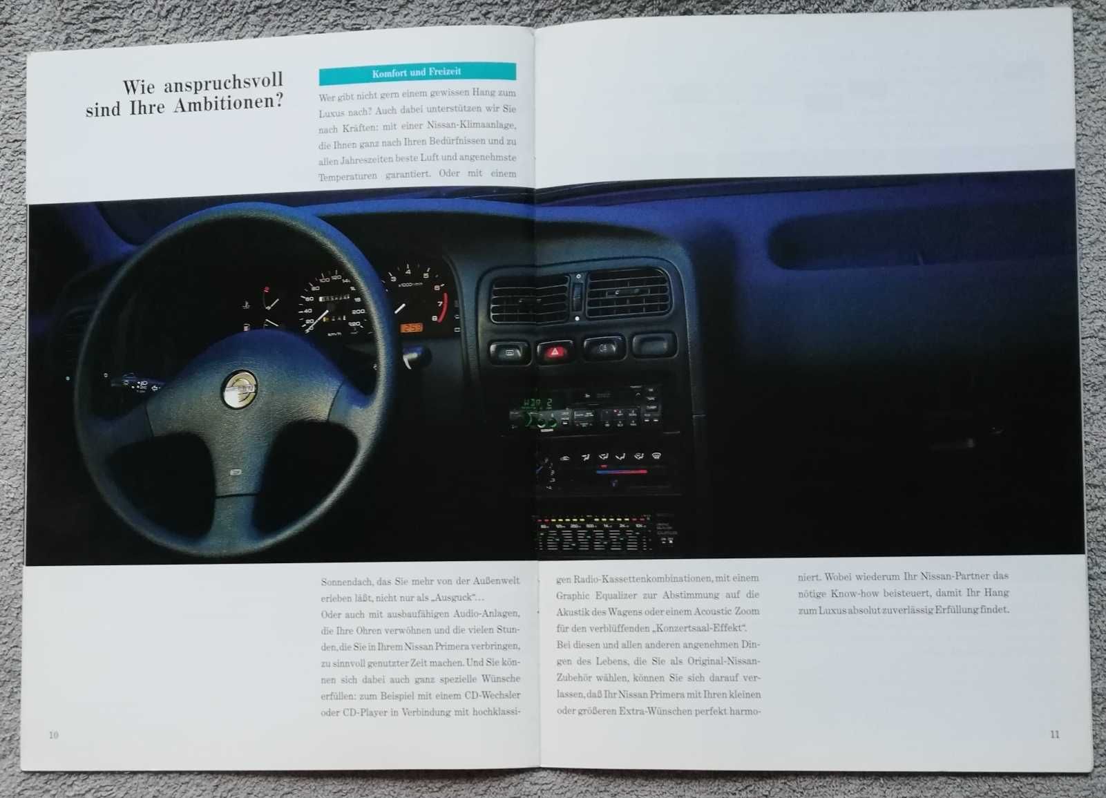 Prospekt Nissan Primera akcesoria rok 1992