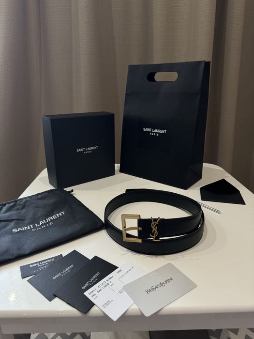 Ремінь YSL шкіра Yves Saint Laurent пасок пояс ремень кожа