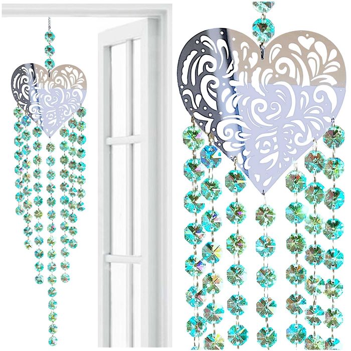 ŁAPACZ Snów Słońca SERCE Kolorowy Zawieszka na Okno Serduszko GLAMOUR