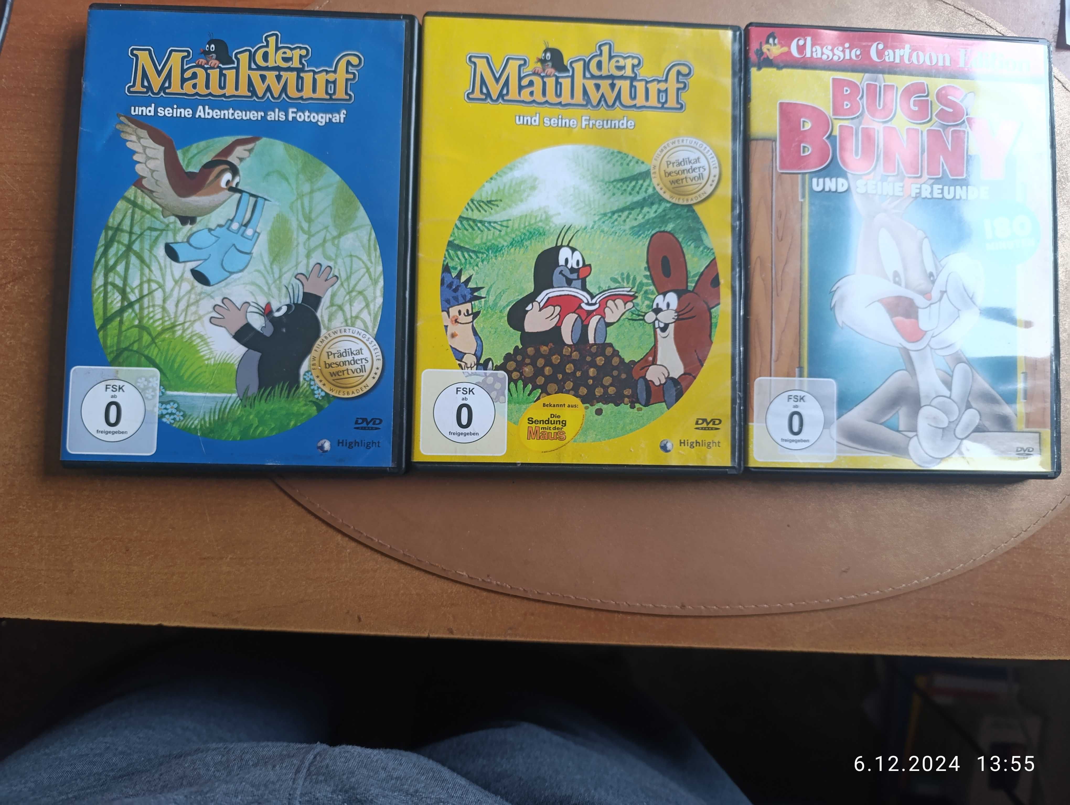Zestaw 3 bajek po niemiecku na DVD- Krecik i Królik Bugs
