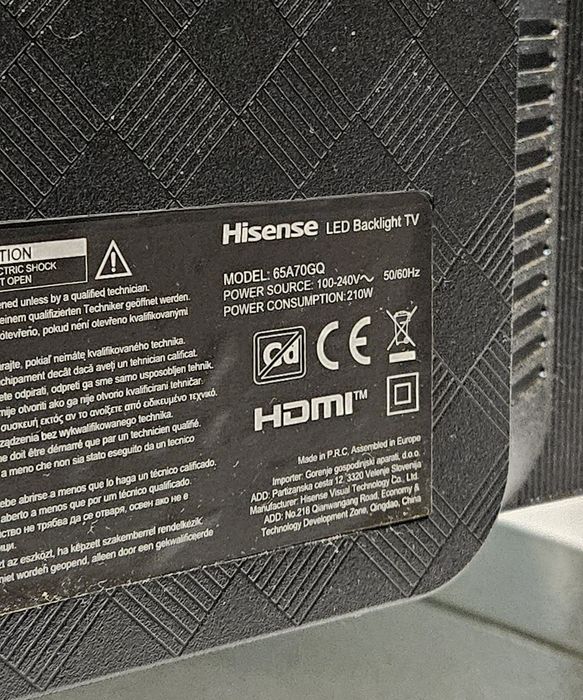 Hisense 65p modelo 65A70GQ