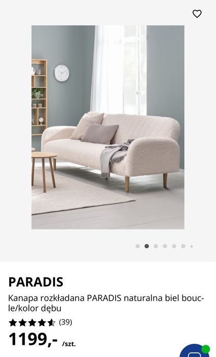 Kanapa boucle baranek z funkcją spania