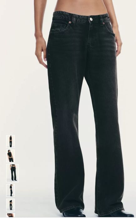 Джинси zara wide leg чорні сірі 34