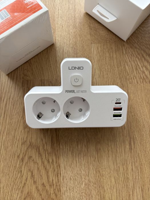 Разветвитель LDNIO розетка двойная с заземлением тройник с USB-портами