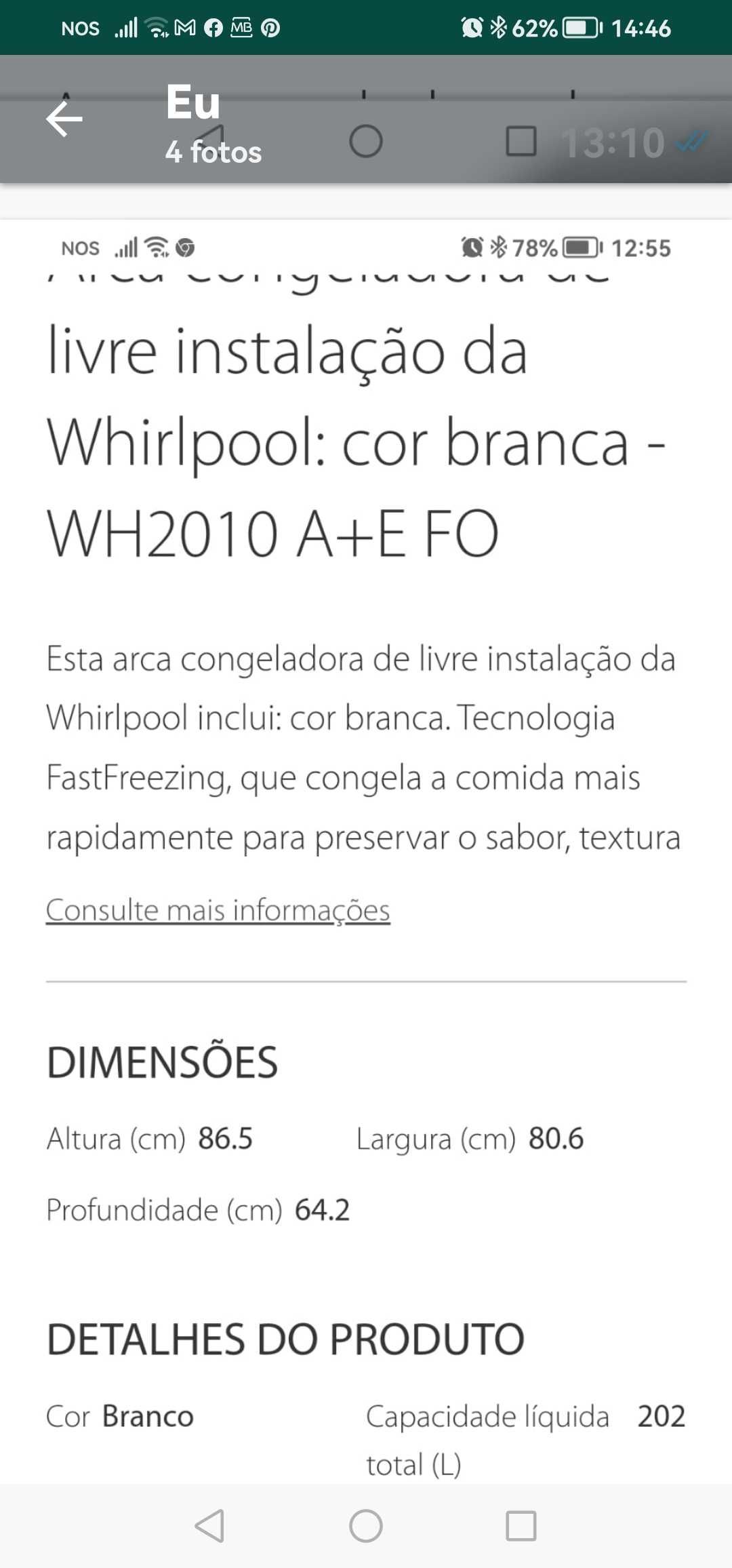 Arca congeladora Vendida