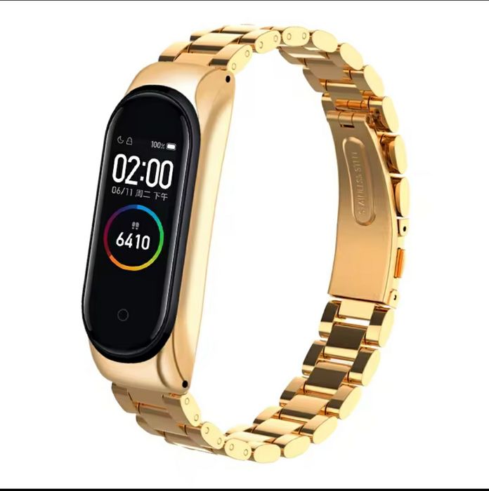 Фітнес трекер Xiaomi Mi band 4 + металевий браслет в золотавому кольор