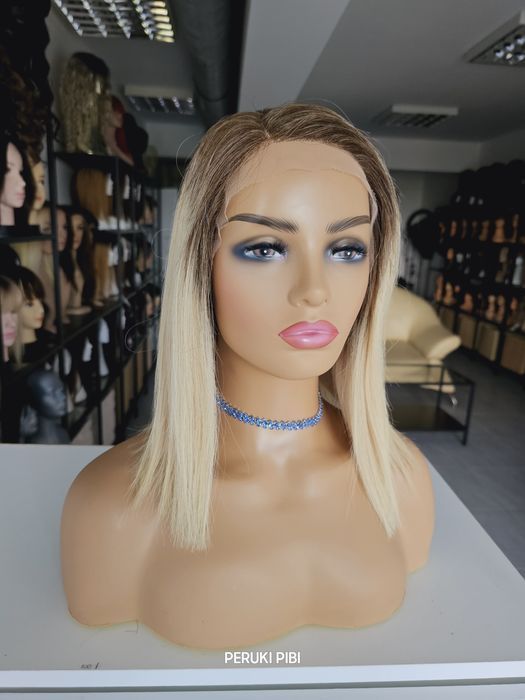 Peruka z włosów naturalnych jasny blond odrost Kasia lace front