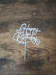 srebrny toper dekoracja na tort happy birthday