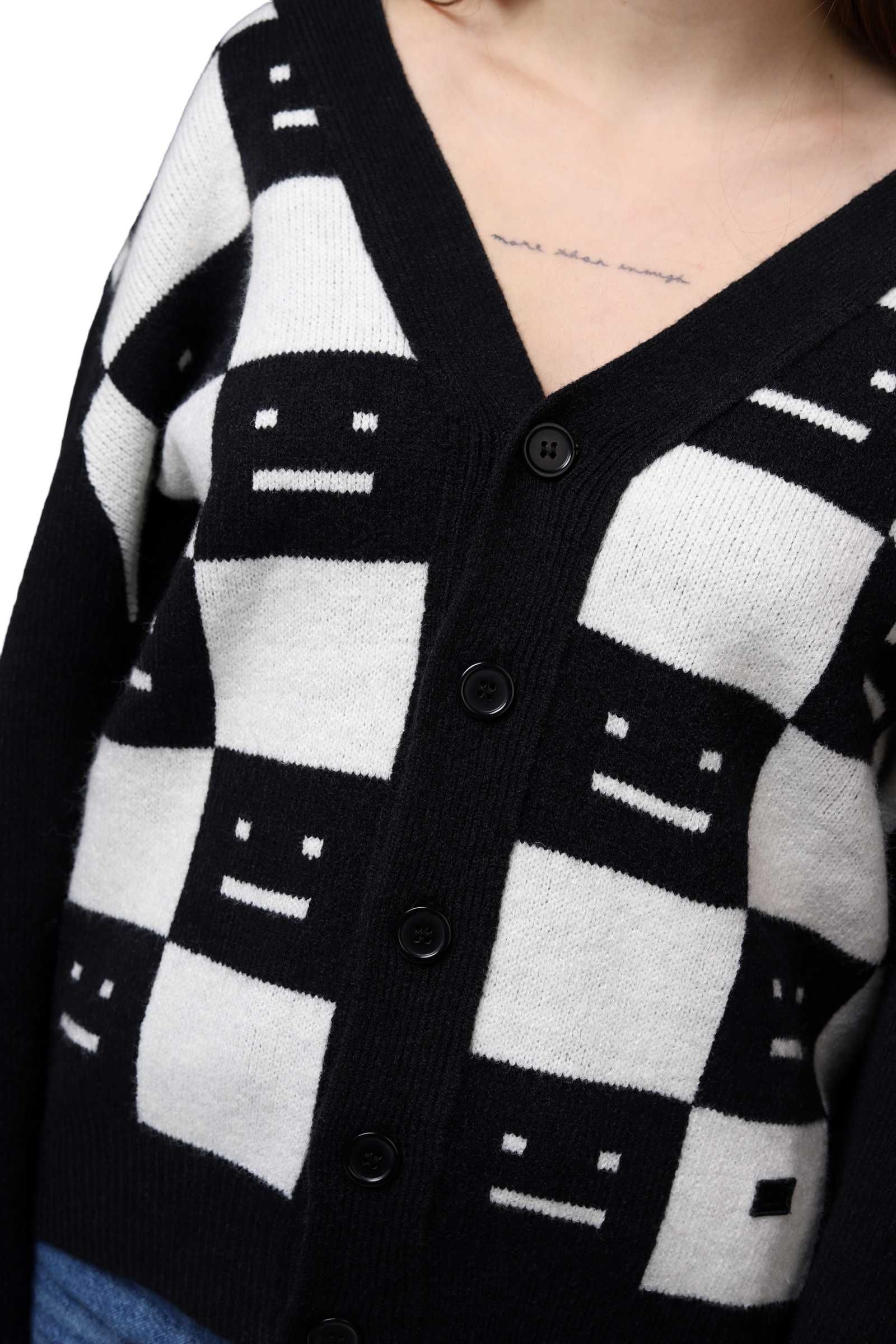 Кардиган Acne Studios Face Maglia wool cardigan Black/White