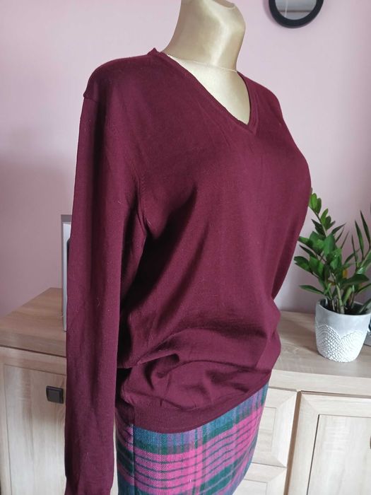 Joop elegancki Sweter r.XL 100% schurwolle,bordowy·