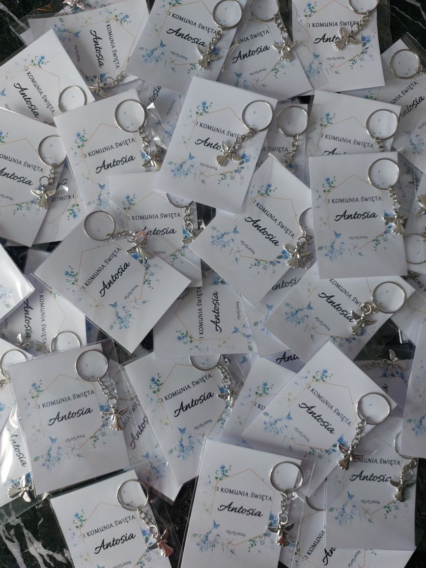 Breloczki Podziekowania dla gości chrzest świety roczek komunia swieta