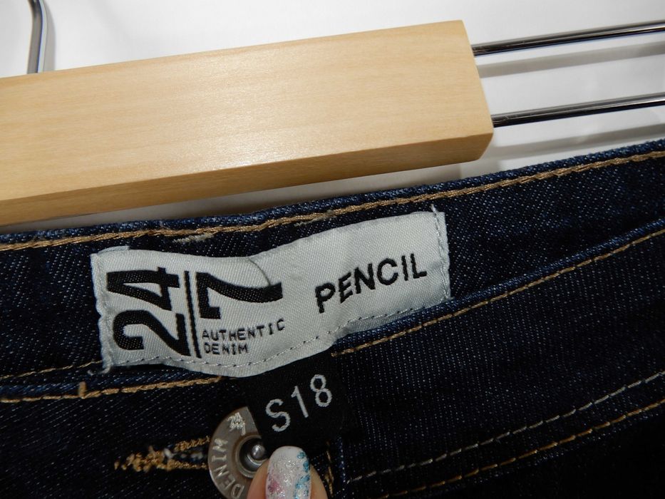 Spódnica midi jeansowa prosta do kolan granatowa Pencil 46 48 3XL 4XL