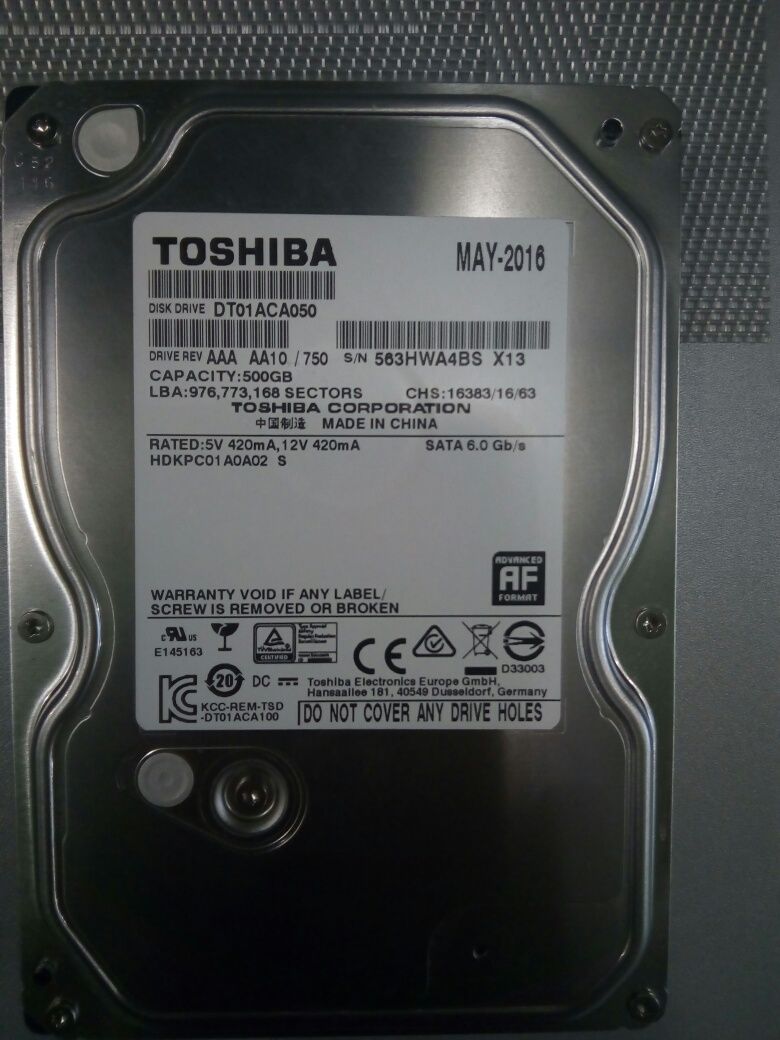 Жесткий диск Toshiba 500GB 7200rpm 32MB DT01ACA050 3.5 SATA III