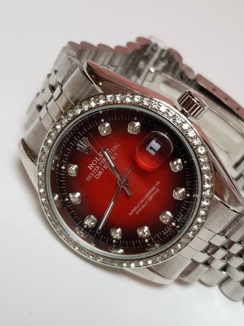 Zegarek Damski ROLEX Datejust Nowy  srebrny 36 mm czerwona tarcz