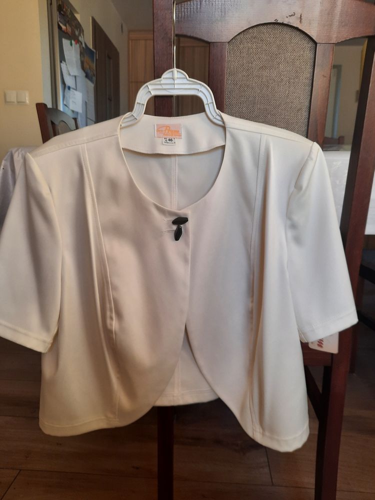 Żakiet biały elegancki nowy 46 XXXL