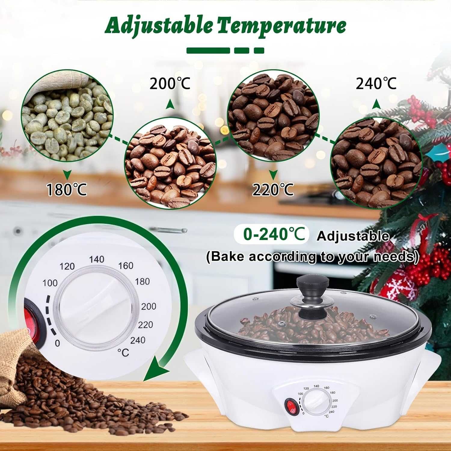 YUCHENGTECH Maszyna do prażenia kawy, 500 g, 0-240 °C