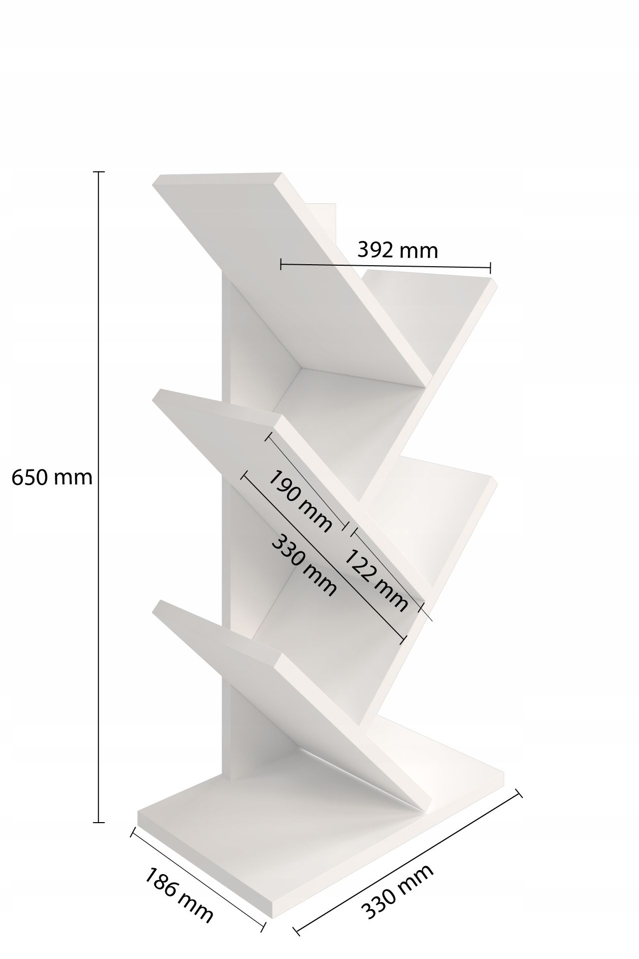 Regał drzewko PÓŁKA na książki, gry NADSTAWKA na biurko 65cm, biel