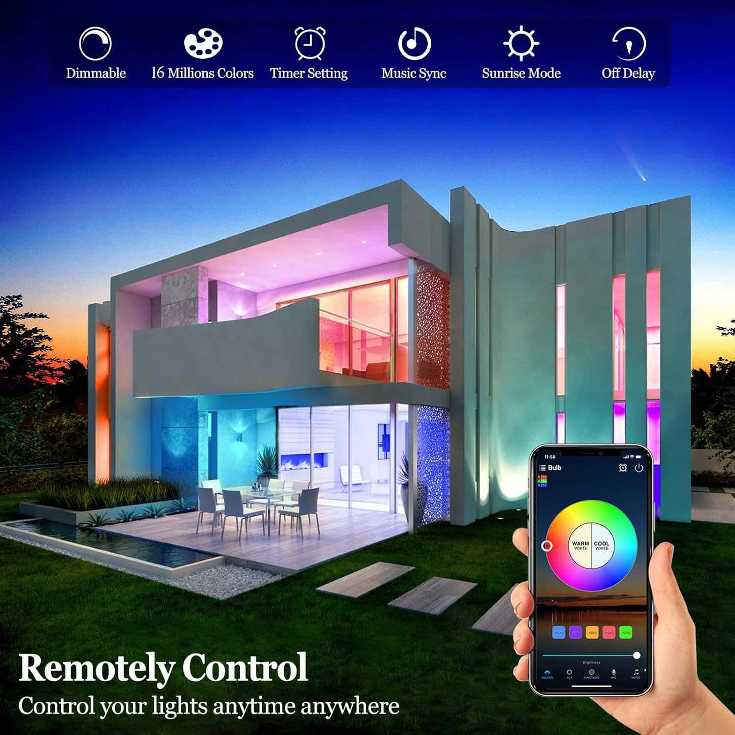 NOVO! Pack duas lâmpadas RGBCW E27  10 W  Alexa Echo, Google Home Siri