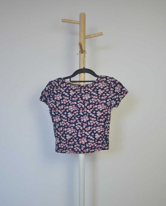 C&A crop top krótki t-shirt floral kwiatowy wzór XS
