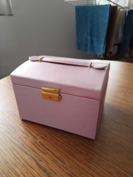 Elegancki Kuferek Na Biżuterię Organizer Szkatułka Pudełko Etui