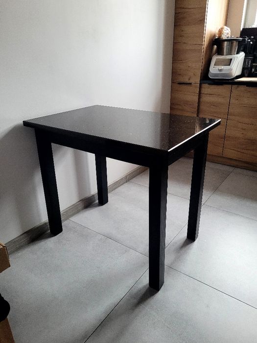Stół z blatem kamiennym granitowym czarnym 60 x 90 cm