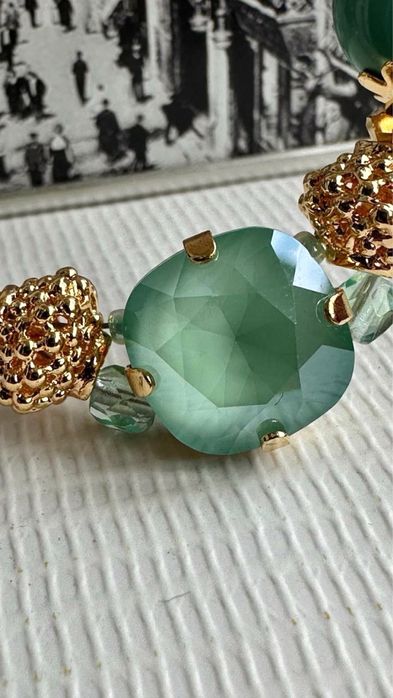 Кольє,чокер мʼятного кольору, зелений чокер