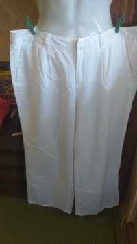 Белые  штаны широкие 100% лен батал плюс сайз 44 евро на 54-56 укр