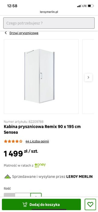Nowa Kabina prysznicowa 90x90 Sensea Remix czarna, super cena