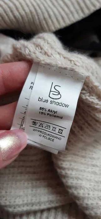 Nowa beżowa ciepła  swetrowa sukienka L XL jesienna zimowa