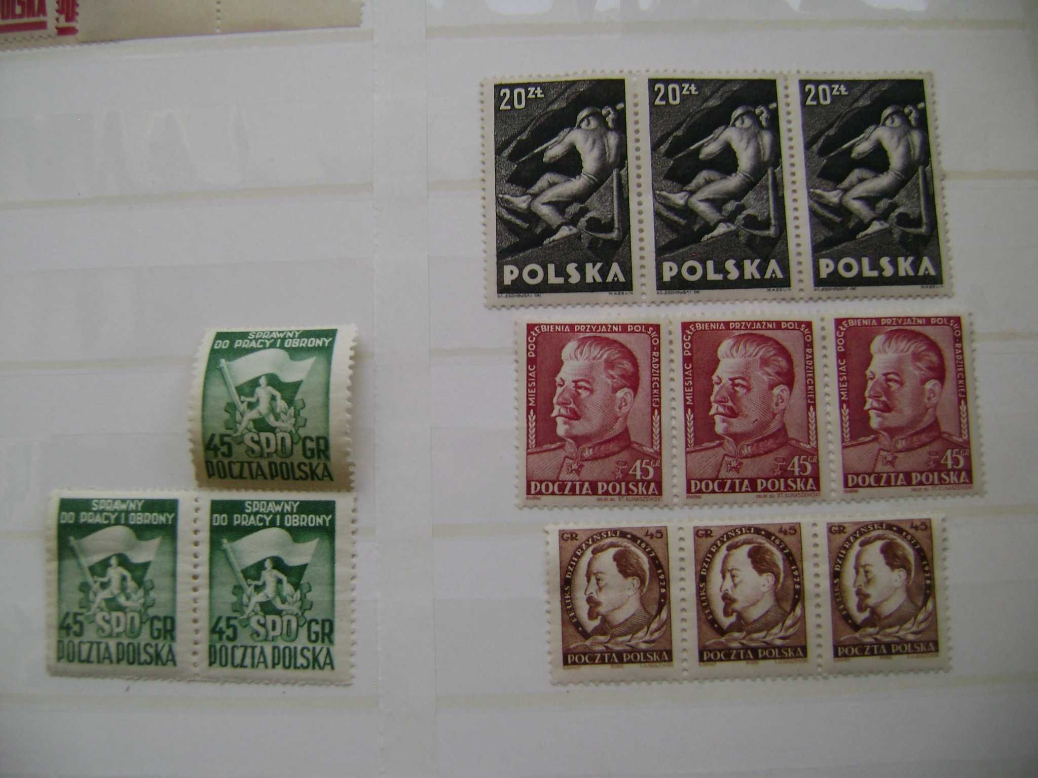 Znaczki pocztowe polskie czyste z klejem = Zestaw 4 trójek