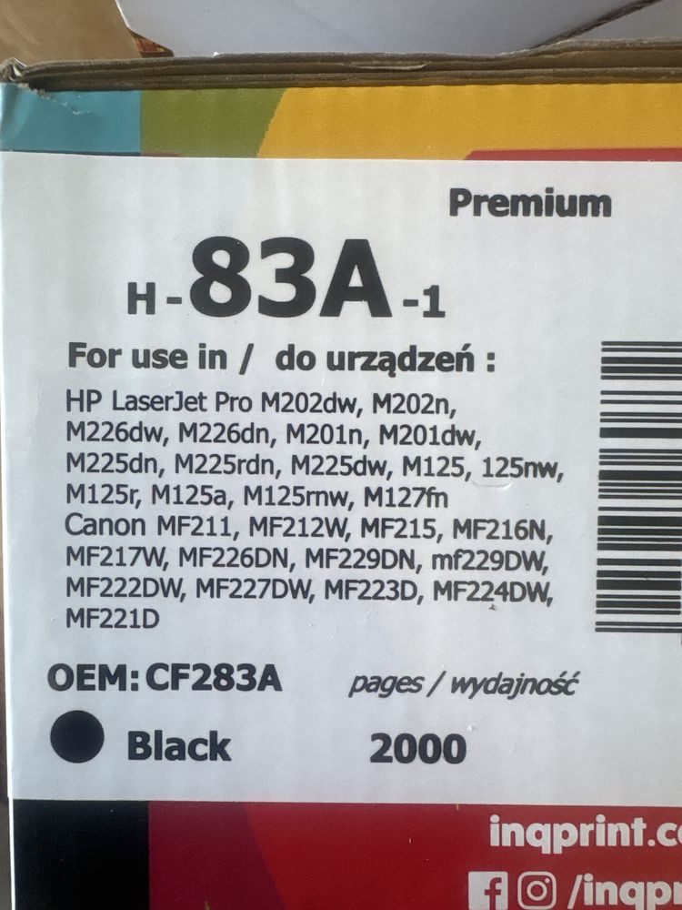 2x nowy toner cartridge H-83A-1 HP laserJet Pro MFP M125A M125NW M127F