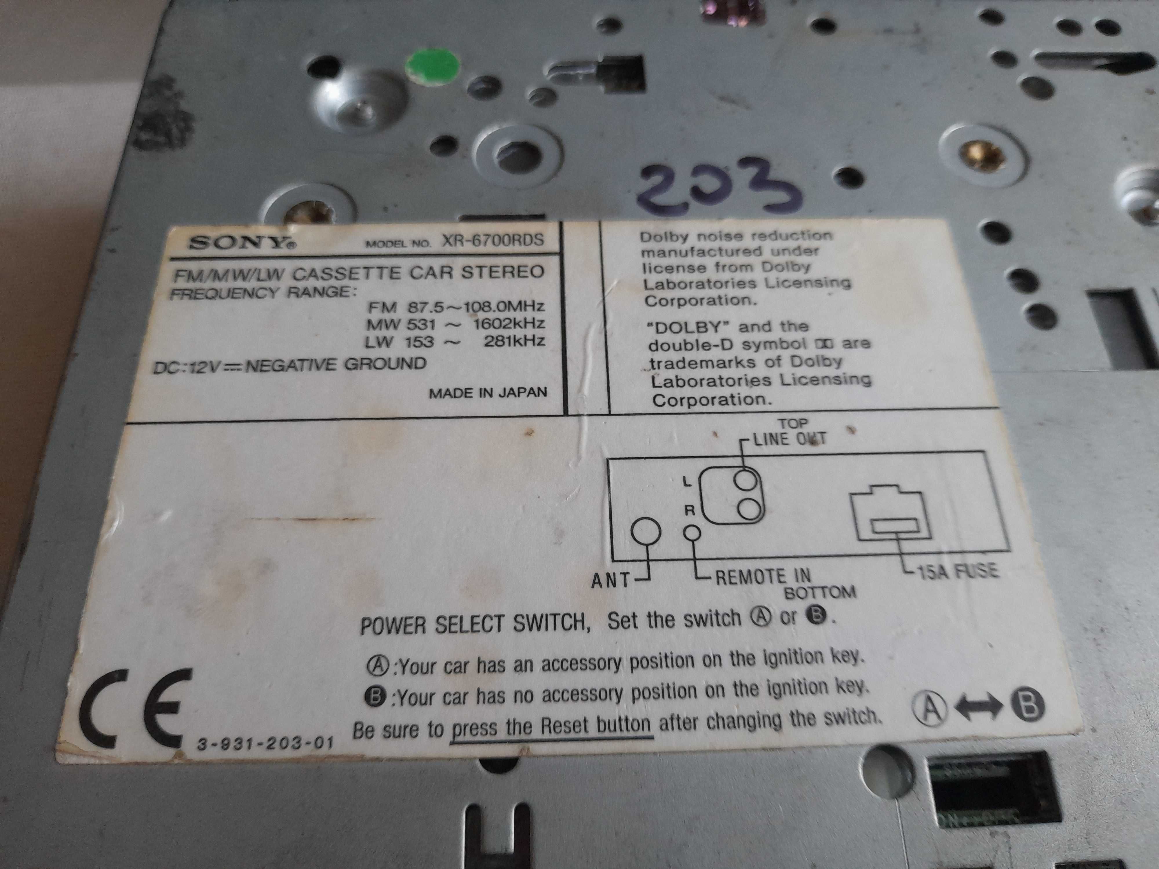 Radio SONY XR-6700 RDS 2 kolory podświetlenia Mercedes BMW