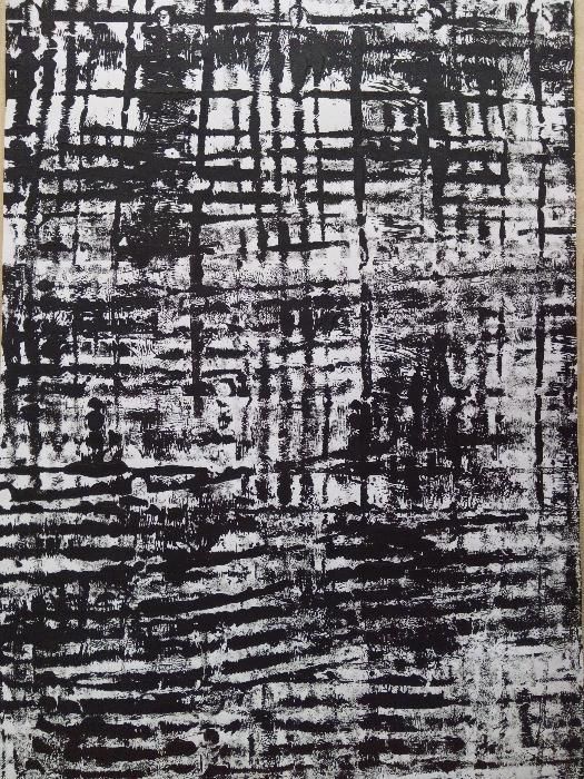 Desenho / Pintura abstracta original acrílico preto e branco 42x59,4cm