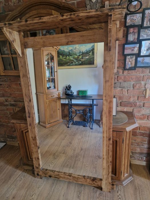 Lustro z rama dębowa