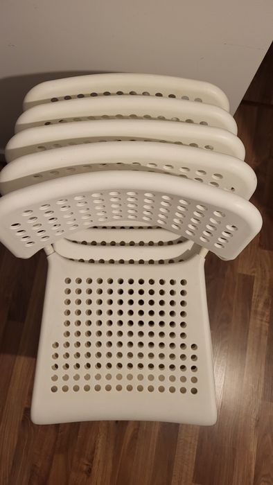 5 krzeseł Ikea biale plastikowe SANDSBERG