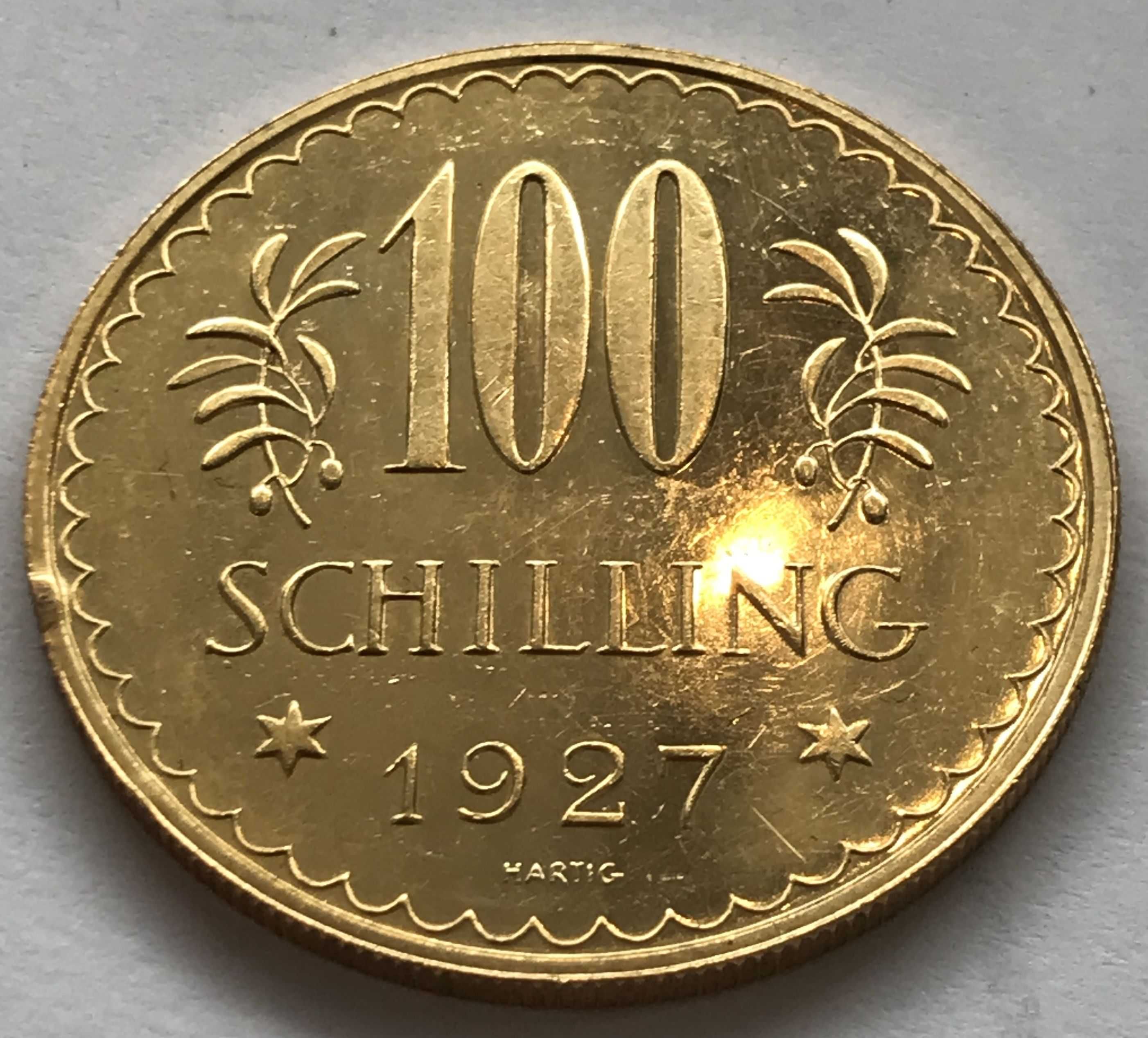 Austria 100 Schilling 1927 złoto