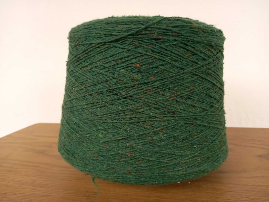 Włóczka tweed, zielona, 80%wełna