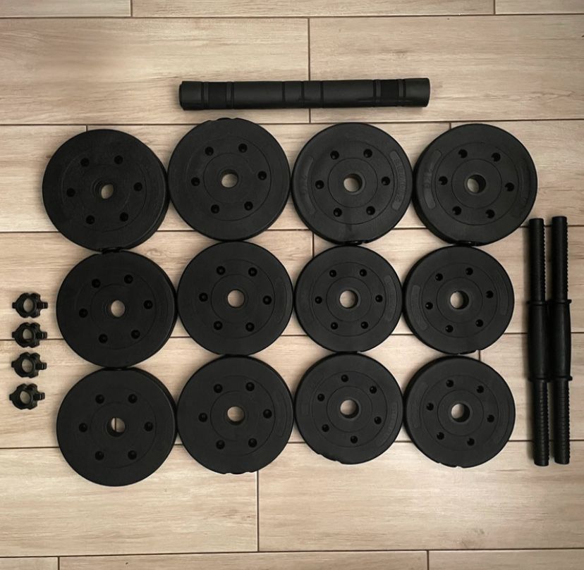 Hantle 2x10KG regulowane bitumiczne gryf łącznik +20KG obciążenia NOWE