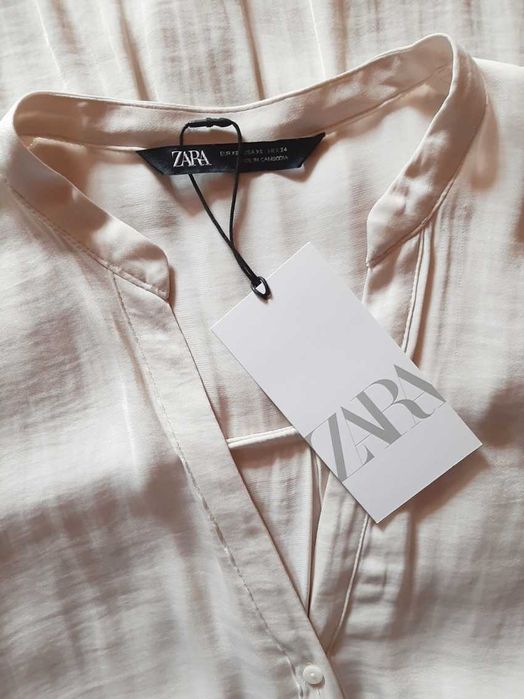 NOWA koszula Zara, oversize, kremowa bluzka, tunika, ecru, beż