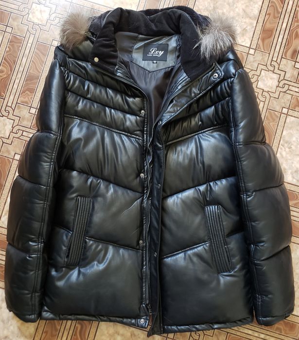 Пуховик шкіряний чоловічий