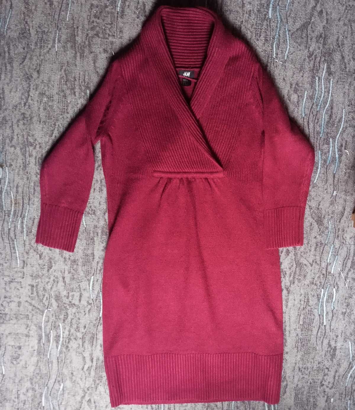 H&M sweterkowa sukienka bordo r. 38/40