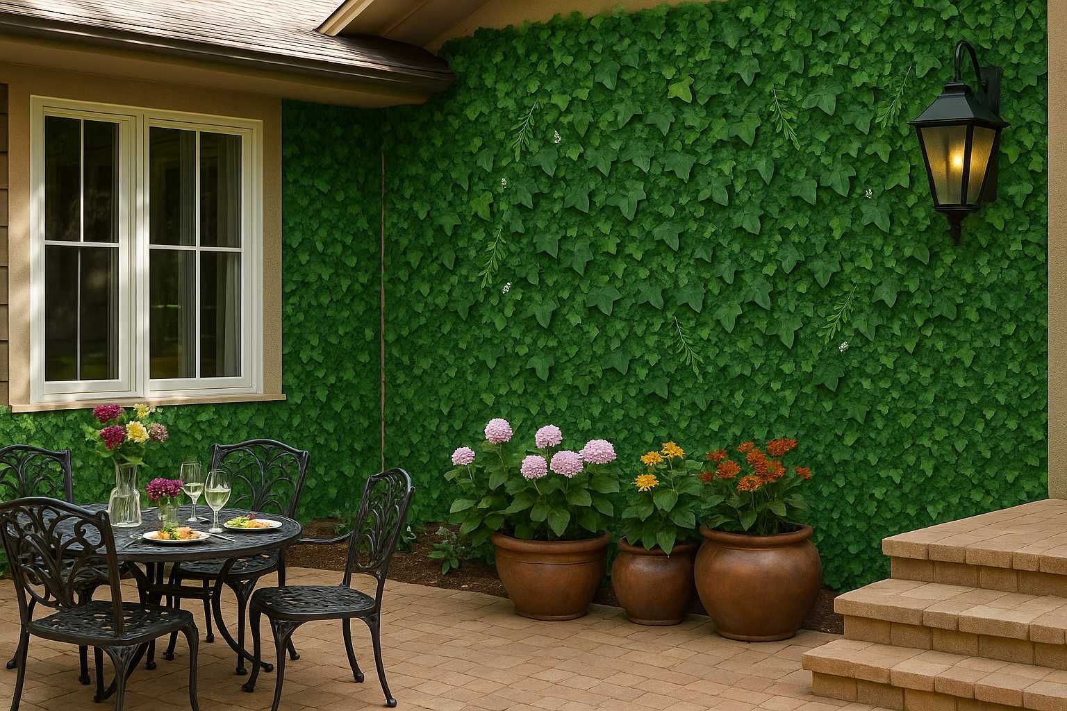 Painel Jardim Vertical de Parede com Plantas Artificiais de 60 x 40 cm