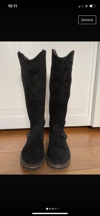 Tommy Hilfiger/ kowbojki/ czarne/ skóra zamszowa/ rozm 38/  24,8 cm