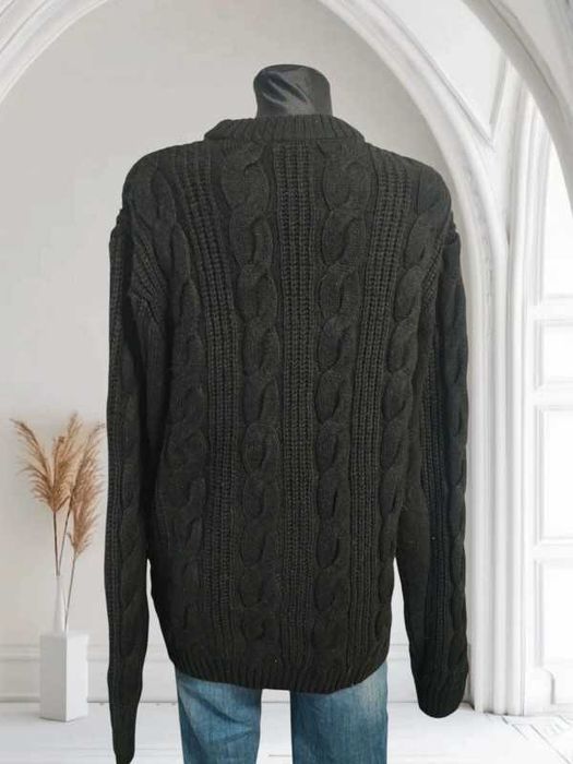 Sweter męski FSBN regular fit,M,czarny sweter pleciony