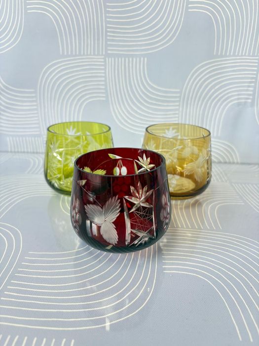 Szklaneczki remery 3 sztuki kolorowy kryształ