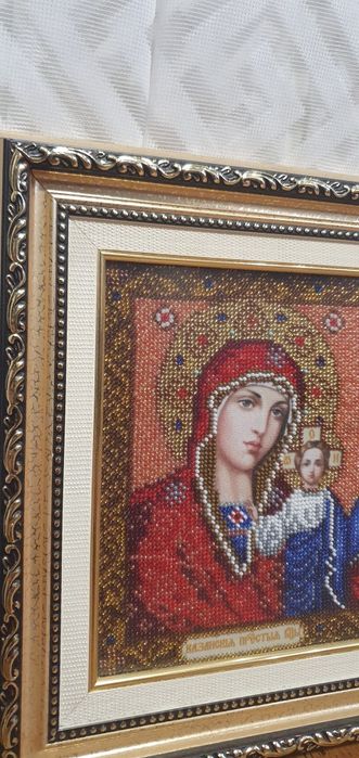 Образ з бісеру трьох святих