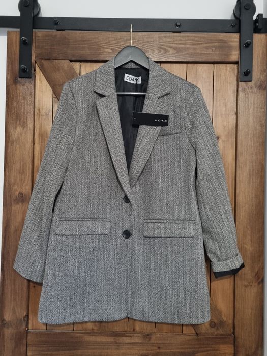 Szara marynarka Edan jodełka S wiskoza