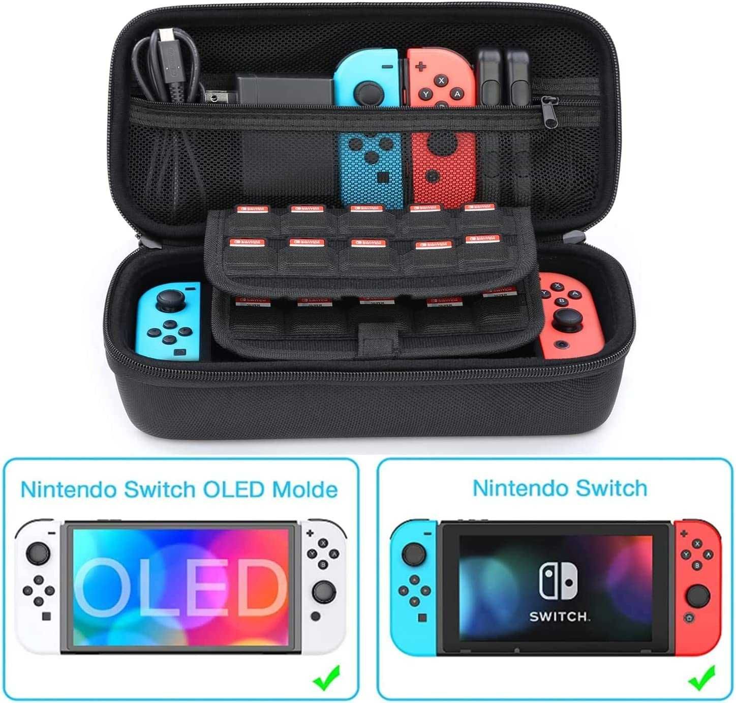SELADAS! Estojo de transporte p Nintendo Switch e OLED com acessórios