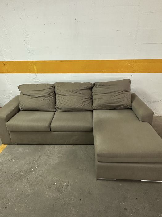 Sofá de 3 Lugares com cadeira longa, Verde – Usado em Bom Estado