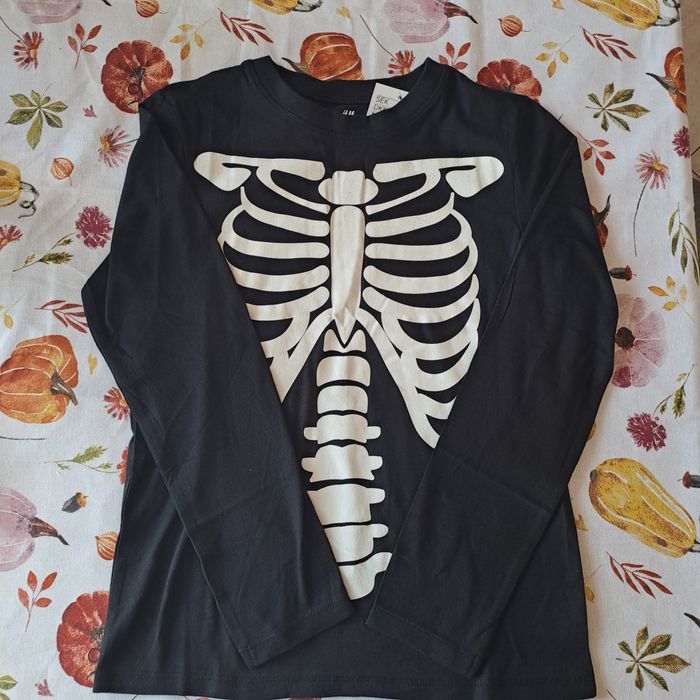 Koszulka z długim rękawem H&M kościotrup Halloween 122/128 NOWA